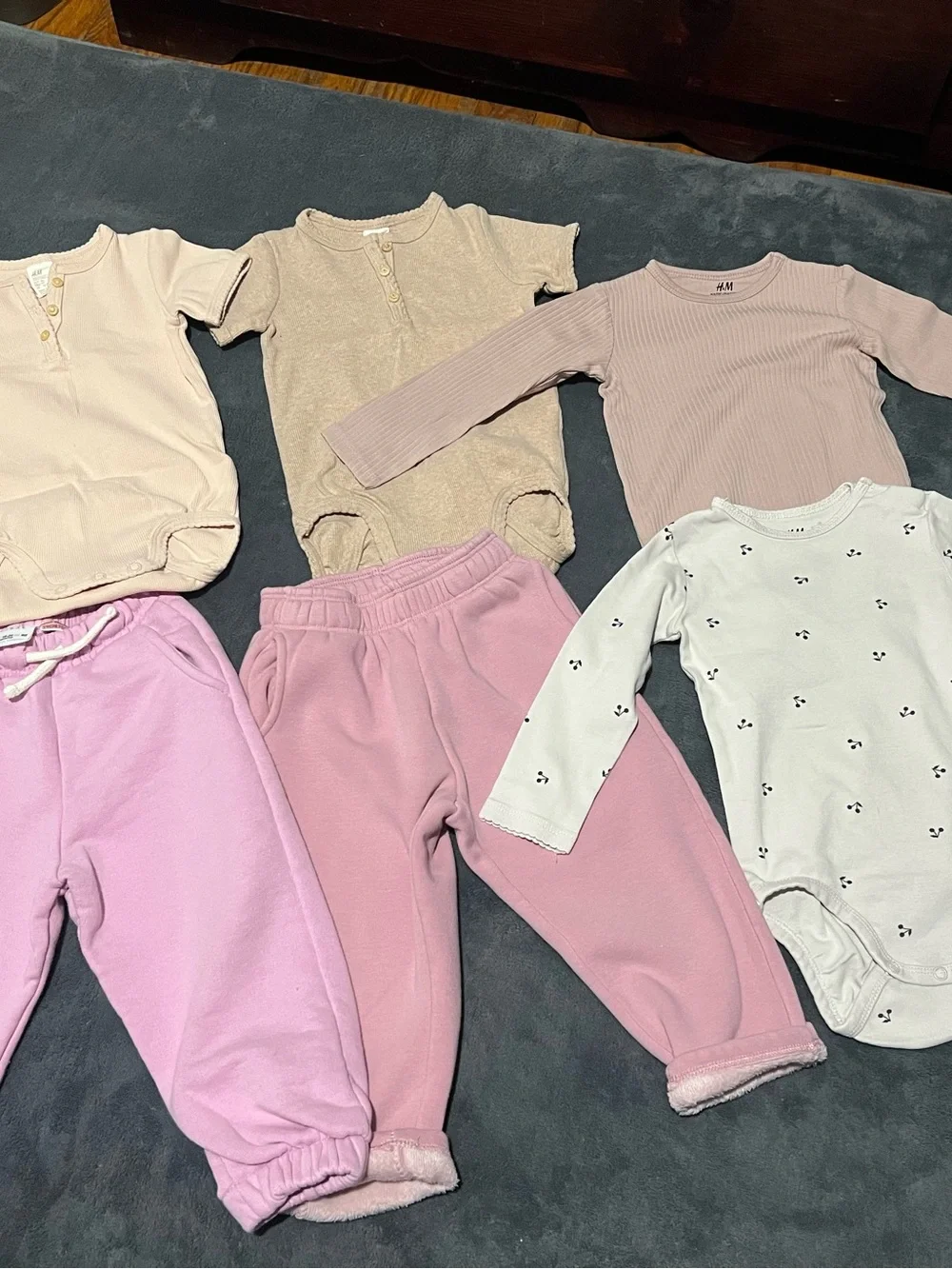 H&M and Zara Pastel Pink & Light Beige Baby Clothing Set